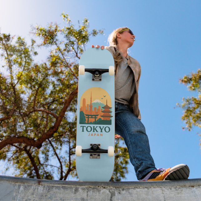Tokyo Japan Minimalistisch Travel Souvenir Skatebo Skateboard (Außenbereich 1)