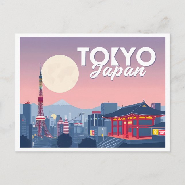 Tokyo Japan Pastelltravel Design Postkarte (Vorderseite)