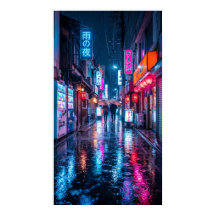Tokyo Japan Reiseplakat - Neon-Nachtregen