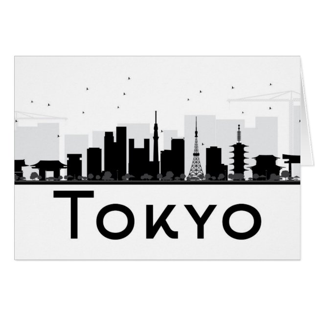 Tokyo, Japan | schwarze u. weiße Stadt-Skyline (Vorderseite (Horizontal))