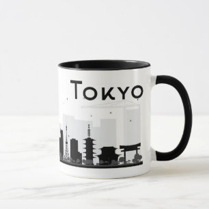 Tokyo, Japan schwarze u. weiße Stadt-Skyline Tasse