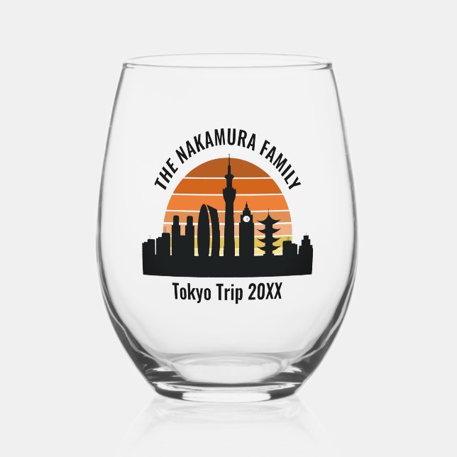 Tokyo Japan Sunset Custom Vacation Souvenir Weinglas Ohne Stiel (Vorderseite)