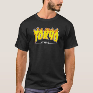 Tokyo Japan Trasher Gelb, Orange und Schwarz, Fla T-Shirt