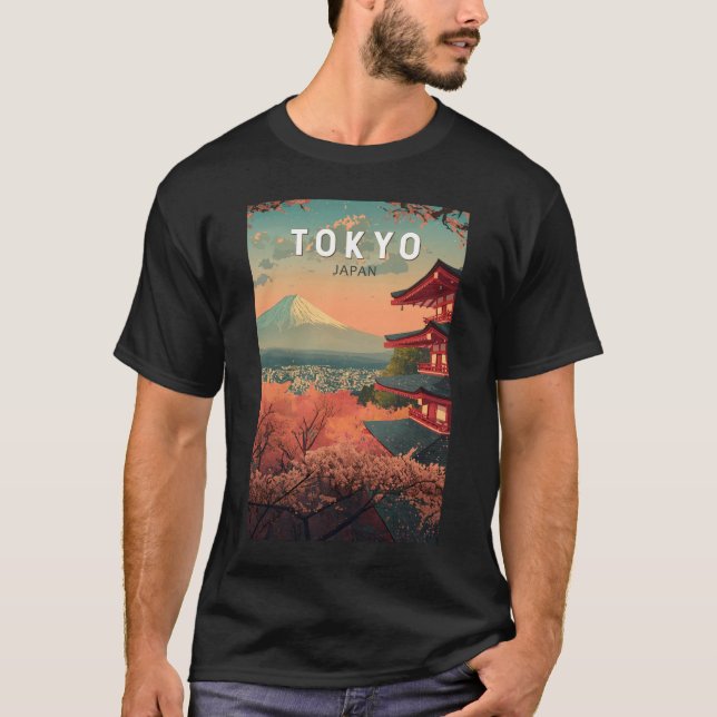 Tokyo Japan Travel Art Vintage T-Shirt (Vorderseite)