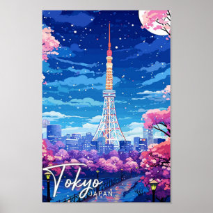 Tokyo Japan Vintag Art Travel Illustration Poster