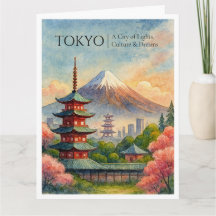 Tokyo Japan Vintag Skyline Reisekarte