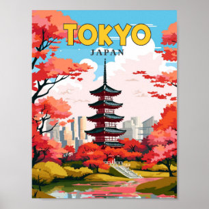 Tokyo Japan Vintage Illustration Poster