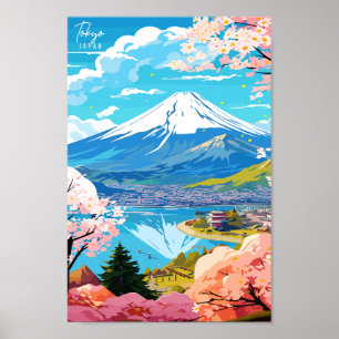 Tokyo Japan Vintage Illustration Poster