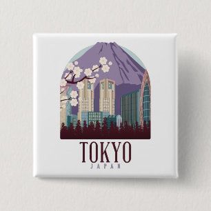 Tokyo Japan Vintage Travel Button