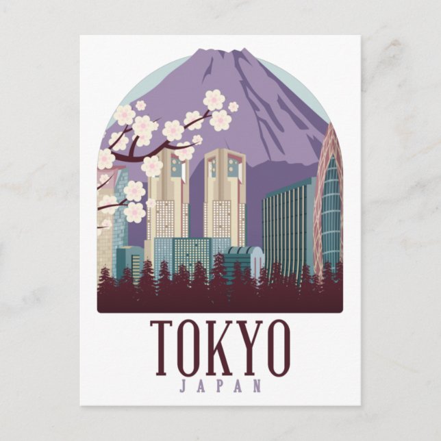 Tokyo Japan Vintage Travel Postkarte (Vorderseite)