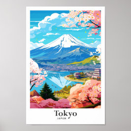 Tokyo Japan Vintage Travel Potrait Illustration Poster