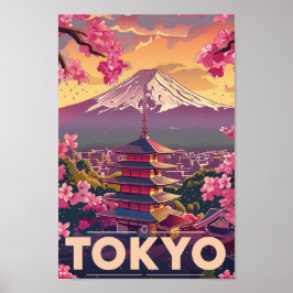 Tokyo Japan Vintager berühmter Reiseort Poster