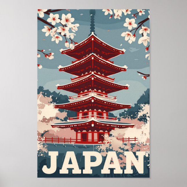 Tokyo Japan Vintager berühmter Reiseort Poster (Vorne)