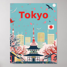 Tokyo Japan Vintager berühmter Reiseort Poster