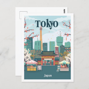 Tokyo Japan Vintager berühmter Reiseort Postkarte