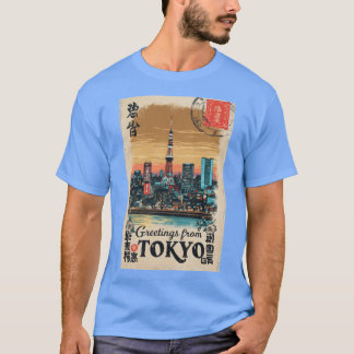 Tokyo Japan Vintageravel Retro Postcard Design vin T-Shirt