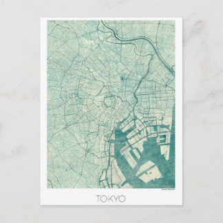 Tokyo-Karteblauer Vintager Watercolor Postkarte