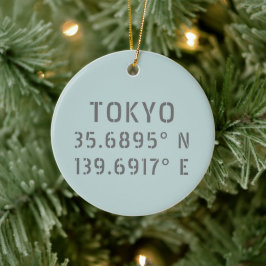 Tokyo Latitude & Longitude Keramik Ornament