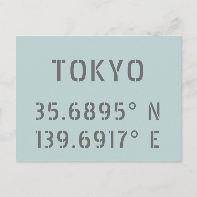 Tokyo Latitude & Longitude Postkarte (Vorderseite)