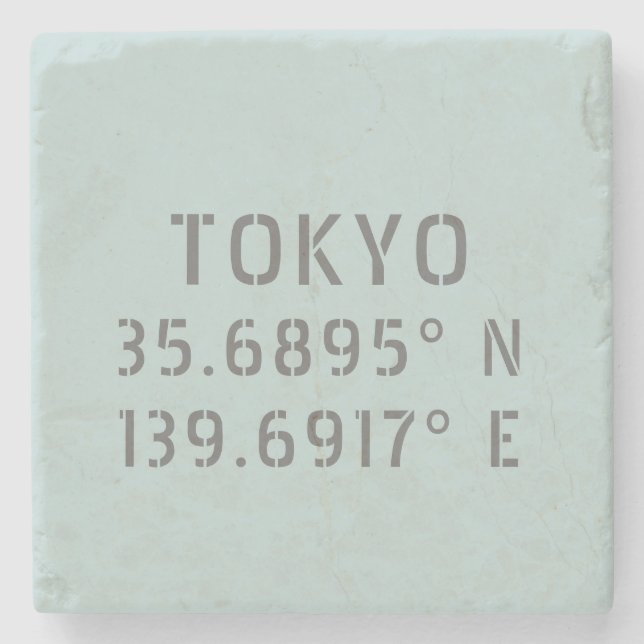 Tokyo Latitude Longitude Steinuntersetzer (Vorderseite)