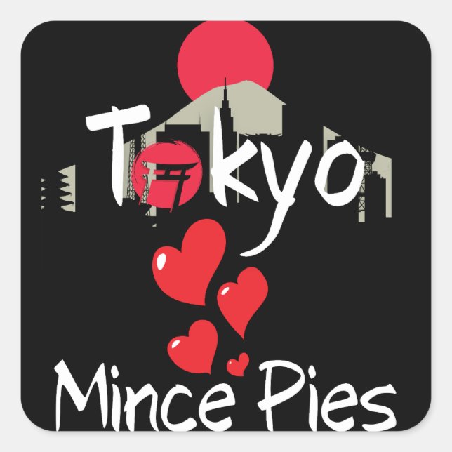 Tokyo Lieben Mince Pies Cityscape Quadratischer Aufkleber (Vorderseite)