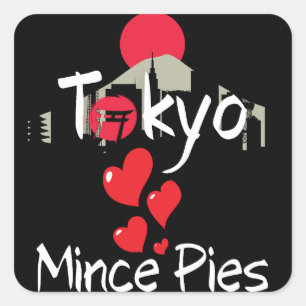Tokyo Lieben Mince Pies Cityscape Quadratischer Aufkleber