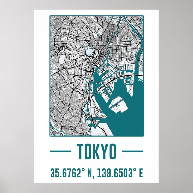 Tokyo Minimalistische Stadtkarte, tokyo DIY Stadtk Poster (Vorne)