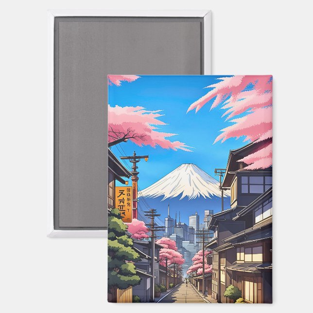 Tokyo Mt Fuji Stretched Canvas Print Magnet (Vorderseite/Rückseite)