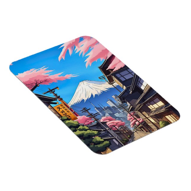 Tokyo Mt Fuji Stretched Canvas Print Magnet (Rechte Seite)