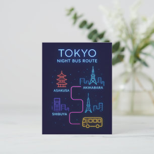 Tokyo Nacht Neon Postkarte Japan Reise Souvenir