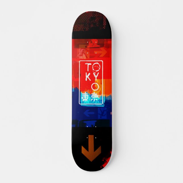 Tokyo Neon Red/Black Skateboard (Vorne)
