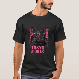 Tokyo Nights Cat T-Shirt – Cool Cat with Glasses 
