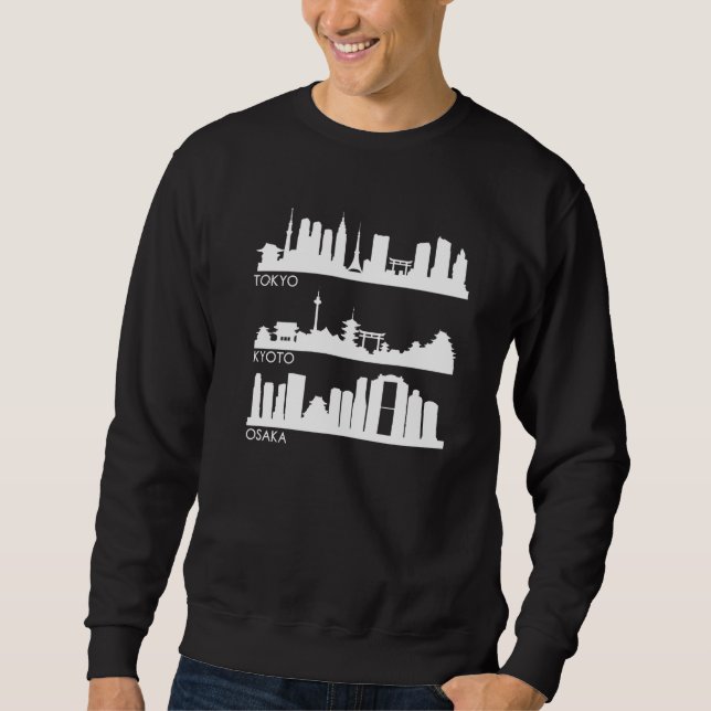 Tokyo Osaka Kyōto Japan Cities Skyline Sweatshirt (Vorderseite)