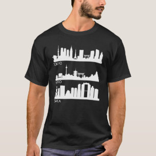 Tokyo Osaka Kyōto Japan Cities Skyline T-Shirt