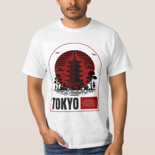 Tokyo Pagoda Sonnenuntergang – Japanisches minimal T-Shirt