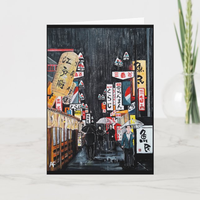 Tokyo Rain Painting von Alfred Fox Karte (Vorderseite)