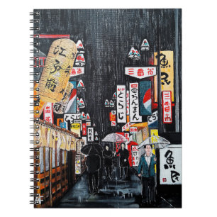Tokyo-Regen-Gemälde von Alfred Fox Notizblock