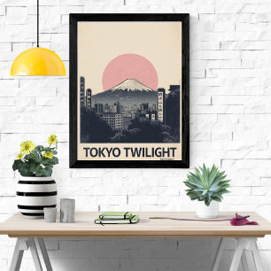 Tokyo Retro Reise Vintage Druck der Neonstadt Poster