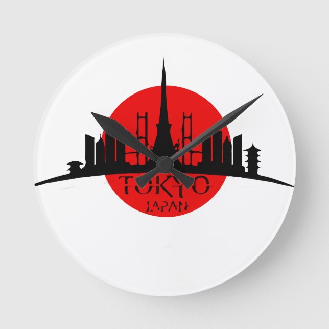 Tokyo-Sehenswürdigkeit Runde Wanduhr (Vorderseite)