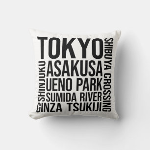 Tokyo Sehenswürdigkeiten Typografie - Japan Word A Kissen
