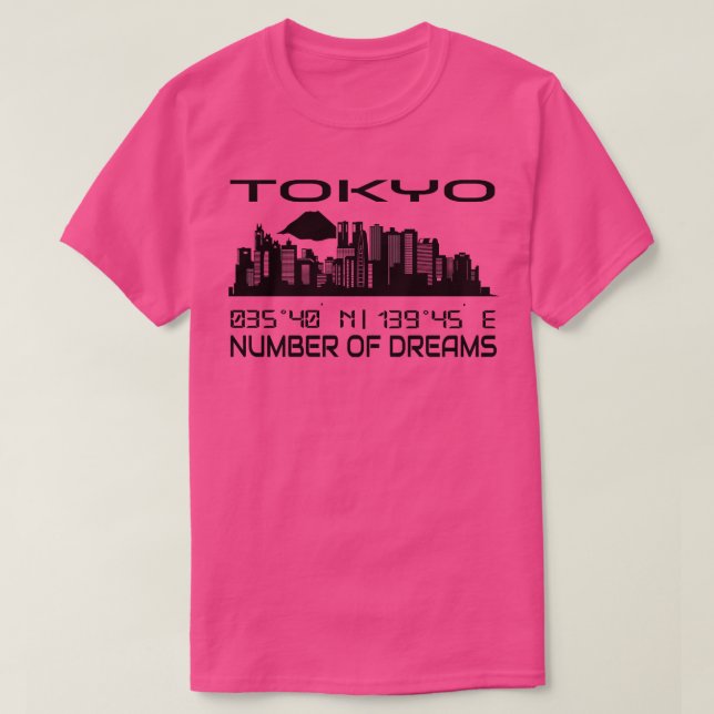 Tokyo Skyline GPS koordiniert Hauptstadt City Japa T-Shirt (Design vorne)