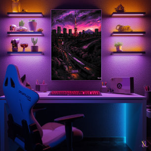 Tokyo Skyline - Monchrome Holzkohle Kunst - Stadt Poster