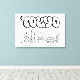 Tokyo Skyline Urban Graffiti Stretched Leinwand Ar