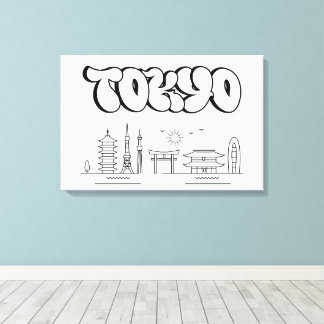 Tokyo Skyline Urban Graffiti Stretched Leinwand Ar