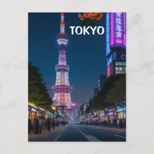 Tokyo Straßen auf der Nachtpostkarte Postkarte