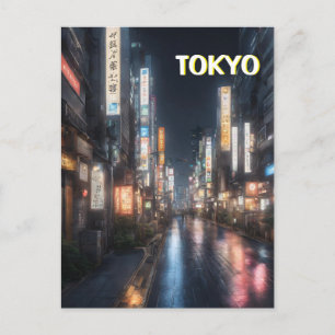 Tokyo Straßen auf der Nachtpostkarte Postkarte