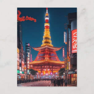 Tokyo Straßen auf der Nachtpostkarte Postkarte