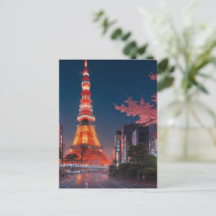 Tokyo Straßen auf der Nachtpostkarte Postkarte