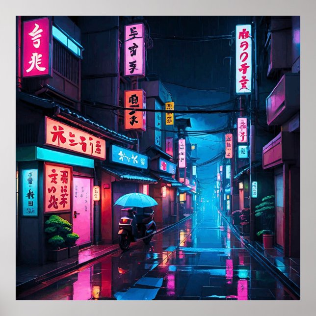 Tokyo Street at Night LoFi Art Poster (Vorne)