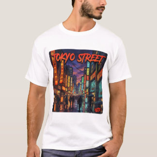 Tokyo Street Neon Anime Stadtbild Poster T-Shirt